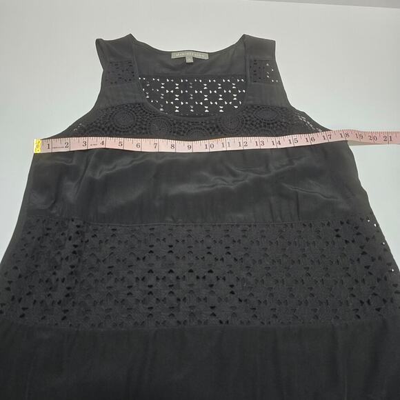 Daniel Rainn Black 100%Silk Sleeveless Blouse Size M Embroidered Lined Boho Chic - Picture 7 of 9